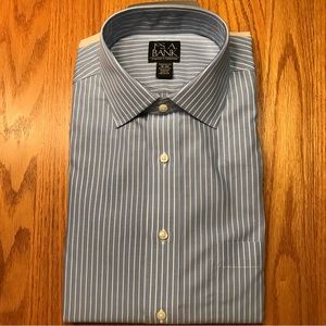Jos A Bank Dress Shirt 16-34 NWT blue stripe Tailored Fit Travelers Collection